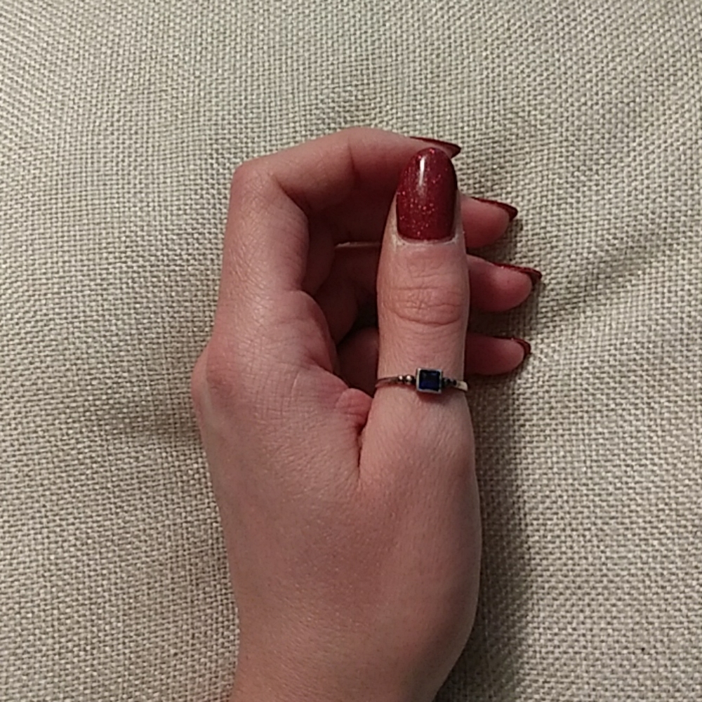 Blue Square Silver Ring